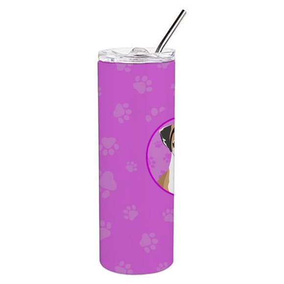 English Bulldog Tricolor #2 Stainless Steel 20 oz Skinny Tumbler, Pink - Picture 2 of 4